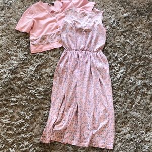 Vtg Willow Ridge Pink Floral Dress